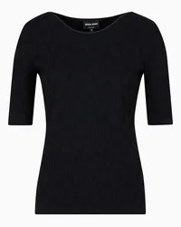 Giorgio Armani OFFICIAL STORE T-shirt Girocollo In Jersey Di Viscosa Jacquard Nero