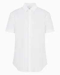 Giorgio Armani OFFICIAL STORE Camicia Regular Fit A Maniche Corte In Cotone Seersucker Bianco