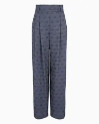 Giorgio Armani OFFICIAL STORE Pantaloni A Due Pinces In Viscosa Jacquard Blu