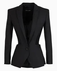 Giorgio Armani OFFICIAL STORE Giacca Monopetto In Tela Di Misto Seta Stretch Nero