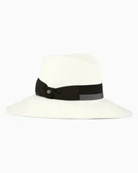 Giorgio Armani OFFICIAL STORE Cappello In Lana Con Nastro Bicolore Bianco