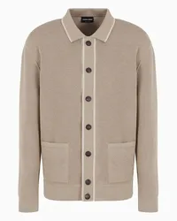 Giorgio Armani OFFICIAL STORE Cardigan In Cotone, Seta E Cashmere Beige