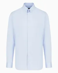 Giorgio Armani OFFICIAL STORE Camicia In Twill Di Cotone Luxury Azzurro