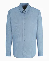 Giorgio Armani OFFICIAL STORE Camicia Regular Fit In Cotone Stampato Azzurro