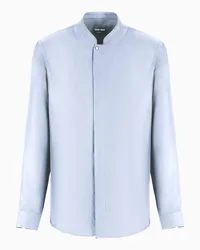 Giorgio Armani OFFICIAL STORE Camicia Regular Fit In Twill Di Seta Azzurro