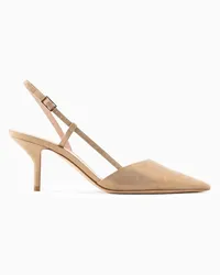 Giorgio Armani OFFICIAL STORE Slingback In Pelle Scamosciata Laminata Oro