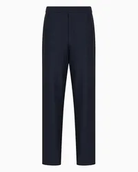 Giorgio Armani OFFICIAL STORE Pantaloni Flat Front In Gaufré Tecnico Blu