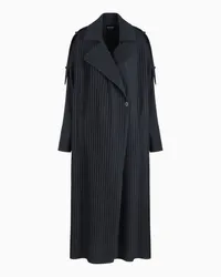 Giorgio Armani OFFICIAL STORE Trench Lungo In Jersey Di Lana Plissé Grigio