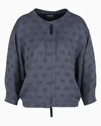 Giorgio Armani OFFICIAL STORE Camicia Con Zip In Viscosa Jacquard Blu