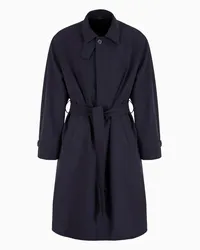 Giorgio Armani OFFICIAL STORE Trench Monopetto In Jersey Tecnico Blu