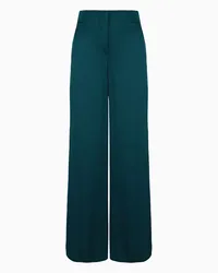 Giorgio Armani OFFICIAL STORE Pantaloni Ampi In Doppio Raso Di Seta Verde