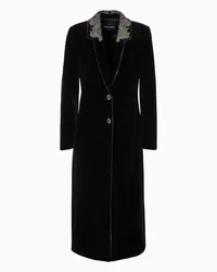 Giorgio Armani OFFICIAL STORE Cappotto Monopetto In Velluto Con Ricami Nero