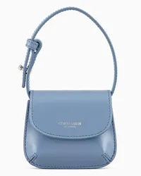 Giorgio Armani OFFICIAL STORE Borsa Charm Micro La Prima In Pelle Palmellata Azzurro