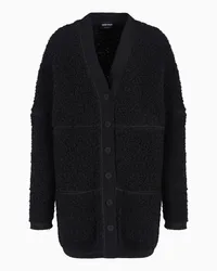 Giorgio Armani OFFICIAL STORE Cardigan Lungo In Jersey Di Lana Effetto Bouclé Nero