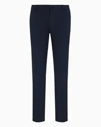 Giorgio Armani OFFICIAL STORE Pantaloni In Gabardine Di Cotone Stretch Blu