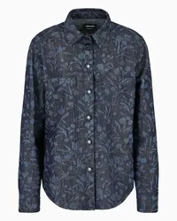 Giorgio Armani OFFICIAL STORE Denim Collection Camicia In Denim Di Cotone, Viscosa E Lurex Con Motivo Floreale Fantasia