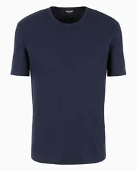 Giorgio Armani OFFICIAL STORE Maglia Girocollo In Cotone A Coste Asv Blu