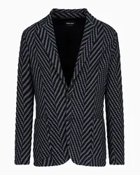 Giorgio Armani OFFICIAL STORE Giacca Monopetto In Jersey Di Misto Cotone E Viscosa Jacquard Chevron Fantasia