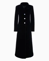 Giorgio Armani OFFICIAL STORE Cappotto Lungo In Velluto Di Seta Ricamato Blu