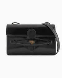 Giorgio Armani OFFICIAL STORE Denim Collection Crossbody Piccola In Pelle Spazzolata Nero