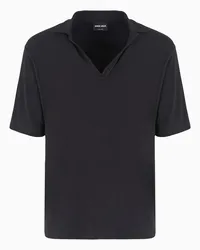 Giorgio Armani OFFICIAL STORE Polo A Maniche Corte In Jersey Di Cotone E Cashmere Nero