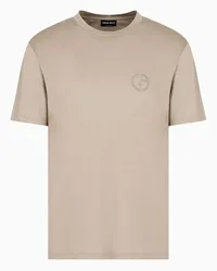 Giorgio Armani OFFICIAL STORE T-shirt Girocollo In Interlock Di Cotone Beige