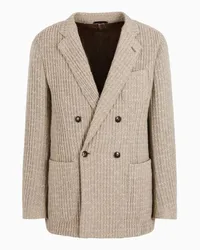 Giorgio Armani OFFICIAL STORE Giacca Doppiopetto Linea Upton In Cashmere E Seta Jacquard Beige