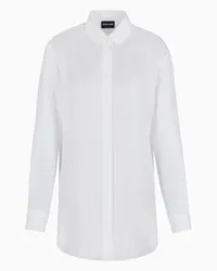 Giorgio Armani OFFICIAL STORE Camicia Lunga In Twill Di Seta Asv Bianco