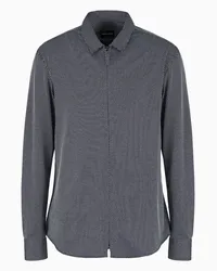 Giorgio Armani OFFICIAL STORE Camicia Con Zip In Jersey Jacquard Blu