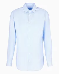 Giorgio Armani OFFICIAL STORE Camicia In Cotone Micro Armaturato Azzurro