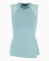 Giorgio Armani OFFICIAL STORE Top In Maglia Di Misto Viscosa Stretch Azzurro