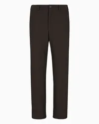 Giorgio Armani OFFICIAL STORE Pantaloni Flat Front In Gaufré Tecnico Marrone