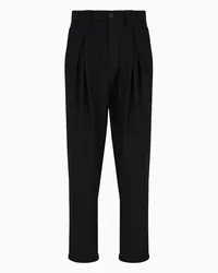 Giorgio Armani OFFICIAL STORE Pantaloni A Una Pince In Flanella Di Lana Crinckle Nero