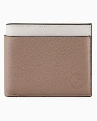 Giorgio Armani OFFICIAL STORE Portafogli Bifold In Pelle Bicolore Tortora