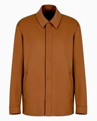 Giorgio Armani OFFICIAL STORE  Vicuña Giacca Camicia In Panno Leggero Di Pura Vicuña Marrone