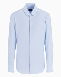 Giorgio Armani OFFICIAL STORE Camicia Slim Fit In Jersey Di Misto Cotone A Righe Azzurro