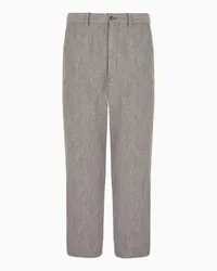 Giorgio Armani OFFICIAL STORE Pantaloni Flat Front In Misto Viscosa E Lana Jacquard Beige