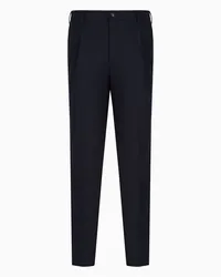 Giorgio Armani OFFICIAL STORE Pantaloni A Due Pinces In Tela Tecnica Stretch Blu