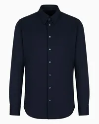 Giorgio Armani OFFICIAL STORE Camicia Slim Fit Icon In Jersey Di Cotone Blu