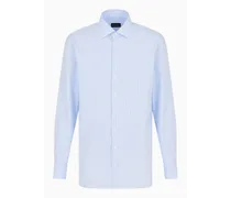 Giorgio Armani OFFICIAL STORE Camicia Regular Fit In Cotone Luxury Rigato Azzurro