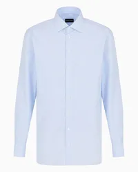 Giorgio Armani OFFICIAL STORE Camicia Regular Fit In Cotone Luxury Rigato Azzurro