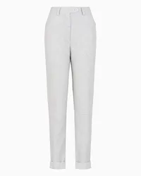 Giorgio Armani OFFICIAL STORE Pantaloni Cropped In Jersey Jacquard Di Lino E Cotone Beige