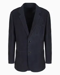 Giorgio Armani OFFICIAL STORE Giacca Monopetto In Suede Di Agnello Blu