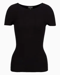 Giorgio Armani OFFICIAL STORE Maglia A Maniche Corte In Viscosa Punto Links Nero