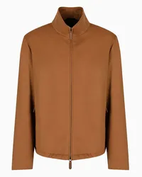 Giorgio Armani OFFICIAL STORE  Vicuña Blouson In Panno Leggero Di Pura Vicuña Marrone