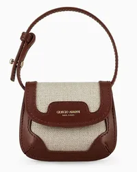 Giorgio Armani OFFICIAL STORE Borsa Charm Micro La Prima In Canvas E Pelle Marrone