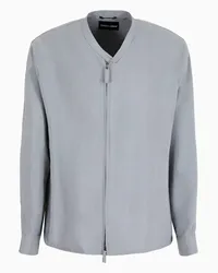 Giorgio Armani OFFICIAL STORE Camicia Con Zip In Twill Misto Seta Azzurro