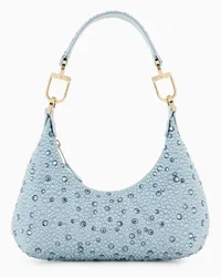 Giorgio Armani OFFICIAL STORE Mini Hobo Bag La Prima In Raso E Strass Azzurro