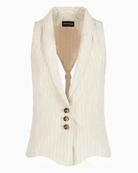 Giorgio Armani OFFICIAL STORE Gilet In Cotone E Lino Gessato Avorio