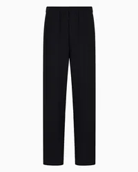 Giorgio Armani OFFICIAL STORE Pantaloni Flat Front In Gaufré Tecnico Nero